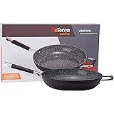 Vesuvio Ceramic Coated Nonstick Frying Pan, 13 Inch | Heat Resistant Silicone Handle | Durable, High Heat Aluminum Base with 