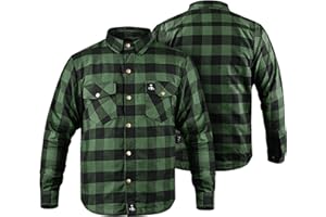 KZMoto Motorcycle Armoured Flannel Shirt, Reinforced w/Aramid Fibre, CE Armour Protection, Breathable, Large Storage Pocket