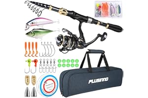 PLUSINNO Fishing Rod and Reel Combo,Fishing Pole,Telescopic Fishing Rod Kit with Spinning Reel, Telescopic Fishing Pole with Carrier Bag for Freshwater Saltwater for Men Women