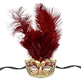STORM BUY Women's Masquerade Feather Mask Venetian Halloween Wedding Mardi Gras Costumes Party Ball Prom Masks For Adult