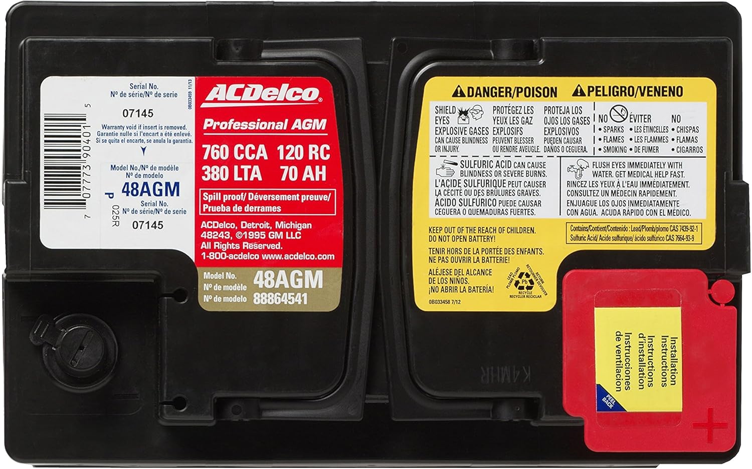 ACDelco 48AGM Professional AGM Automotive BCI Group 48 Battery: Automotive