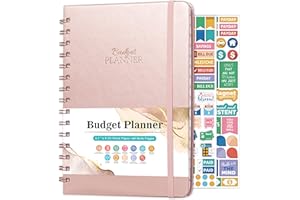 POLUMA Budget Planner - Budget Book with Bill Organizer and Expense Tracker, 6.1" x 8.25", 12 Month Undated Finance Planner/Account Book to Take Control of Your Money, Start Anytime - Pink