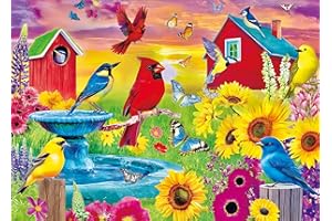 KRIBIN Large Piece 300 Piece Puzzle for Adults Seniors and Kids - Songbirds on The Farm