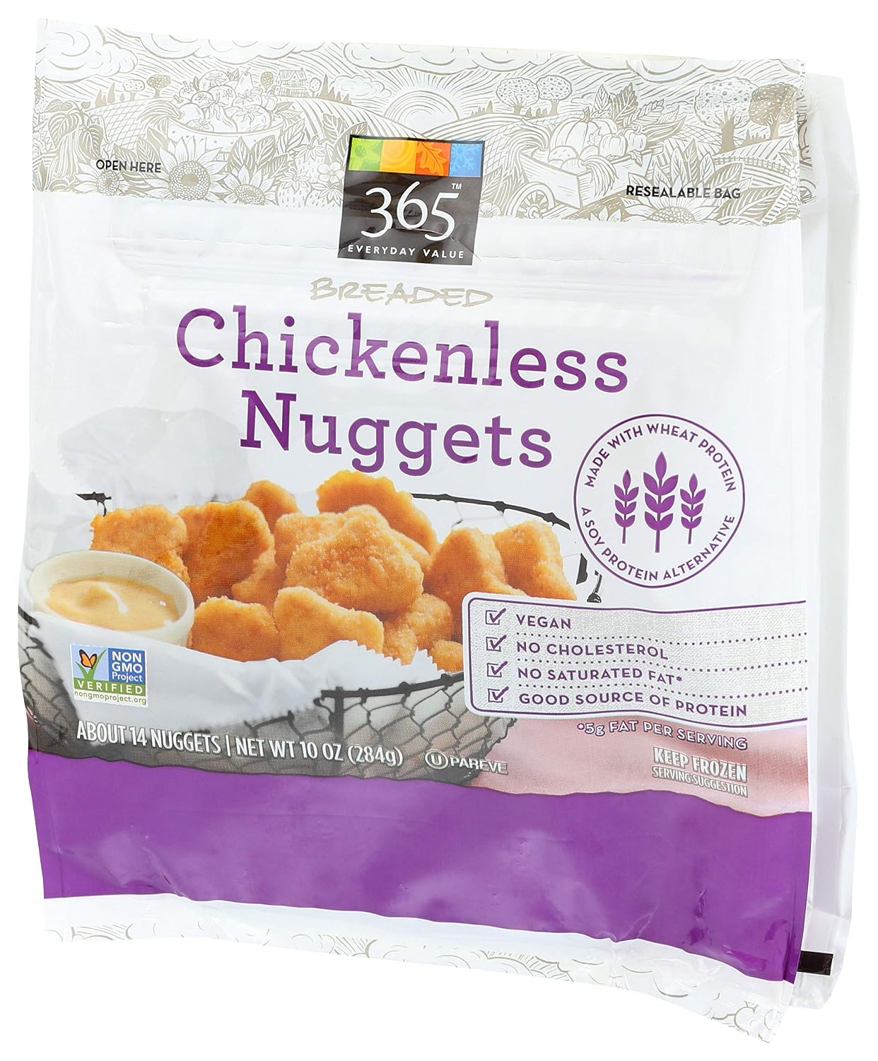 365 everyday value breaded chickenless nuggets (099482443092)