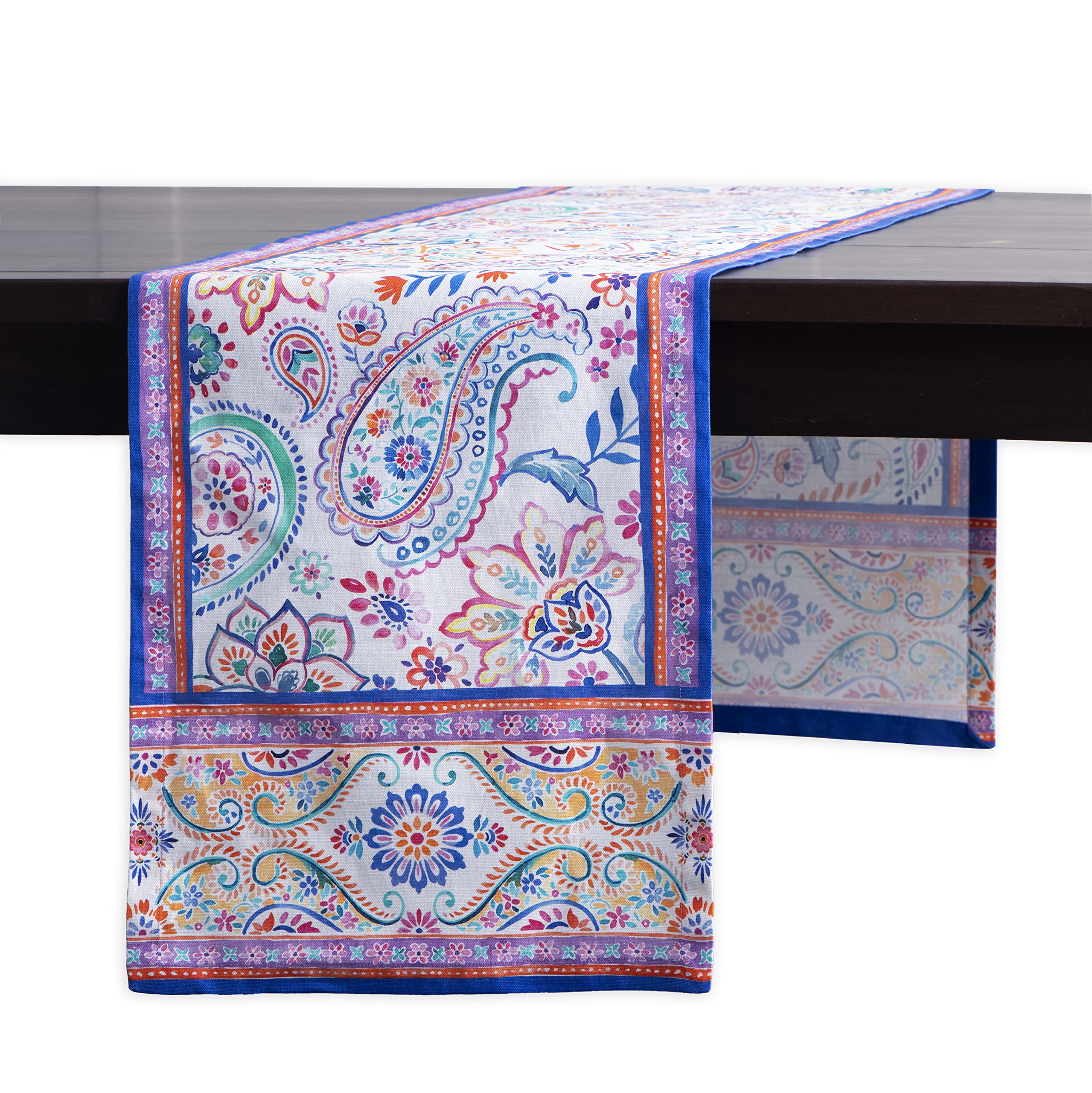 Maison d' Hermine Table runner 100% Cotton Single Layer Table Runners 180 CM long for Home Kitchen Dining Party Wedding Bridal Shower Gifts for Mothers Day (Indian Floral, 37 cm x 180 cm) — image 1