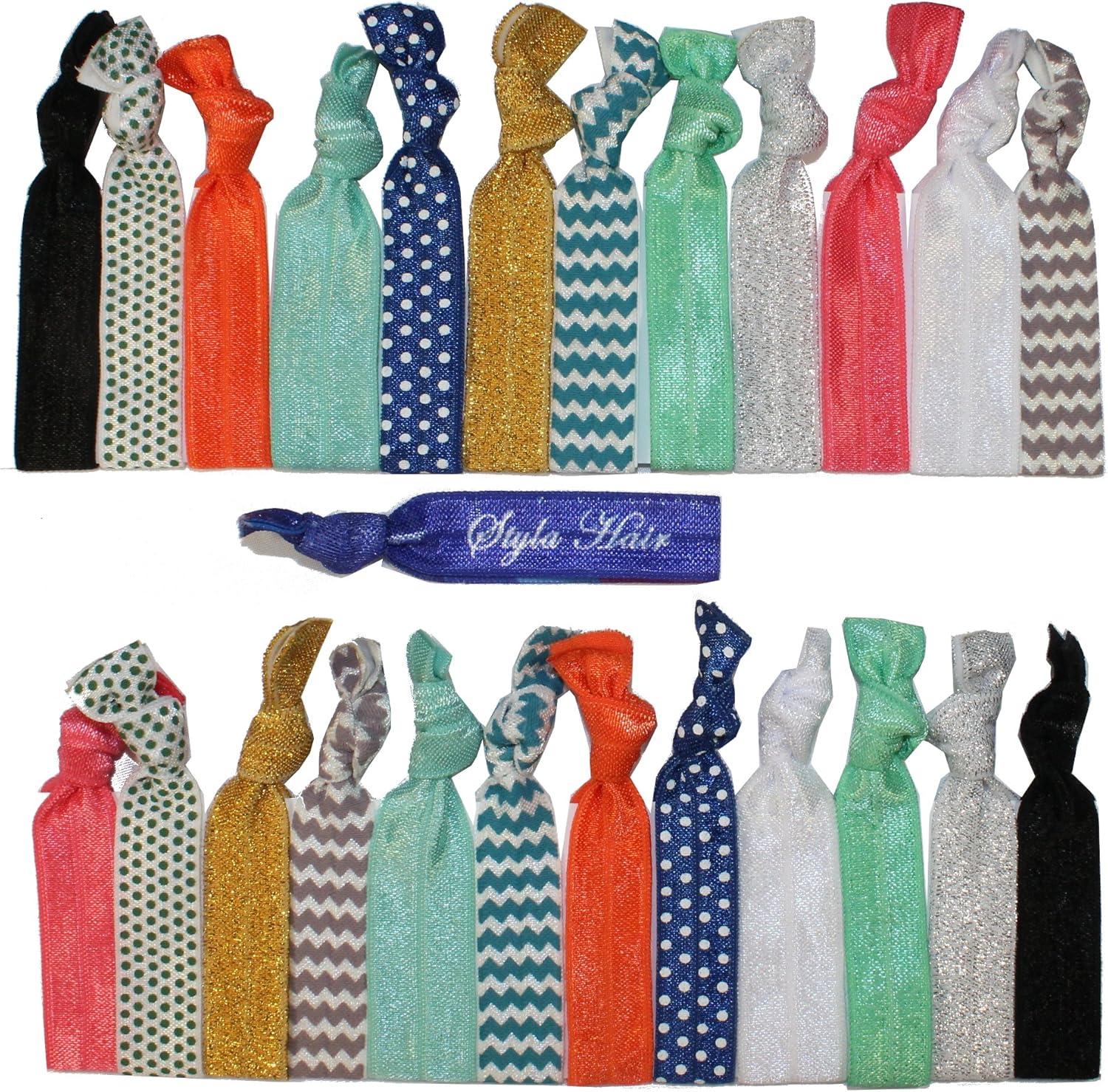 Pack Of 25 Elastic Ribbon Hair Ties No Crease Ouchless Ponytail