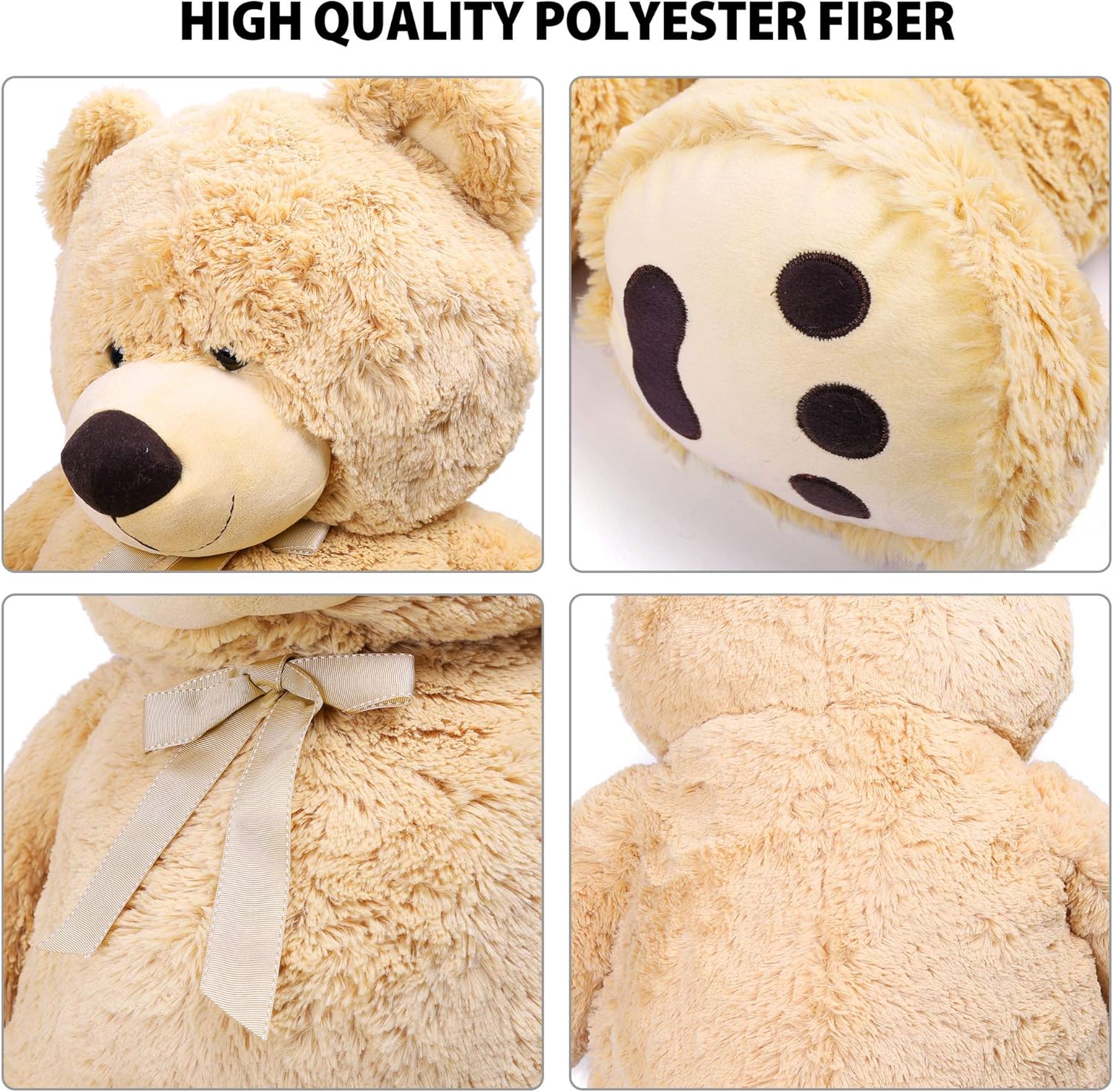 LotFancy 39in Big Teddy Bear Stuffed Animal Plush, Cuddly Stuffed Teddy Bears, Large Teddy Bear Plush Toy with Big Footprints, Gifts for Girls, Girlfriend, Wife on Valentine's, Birthday: Toys & Games
