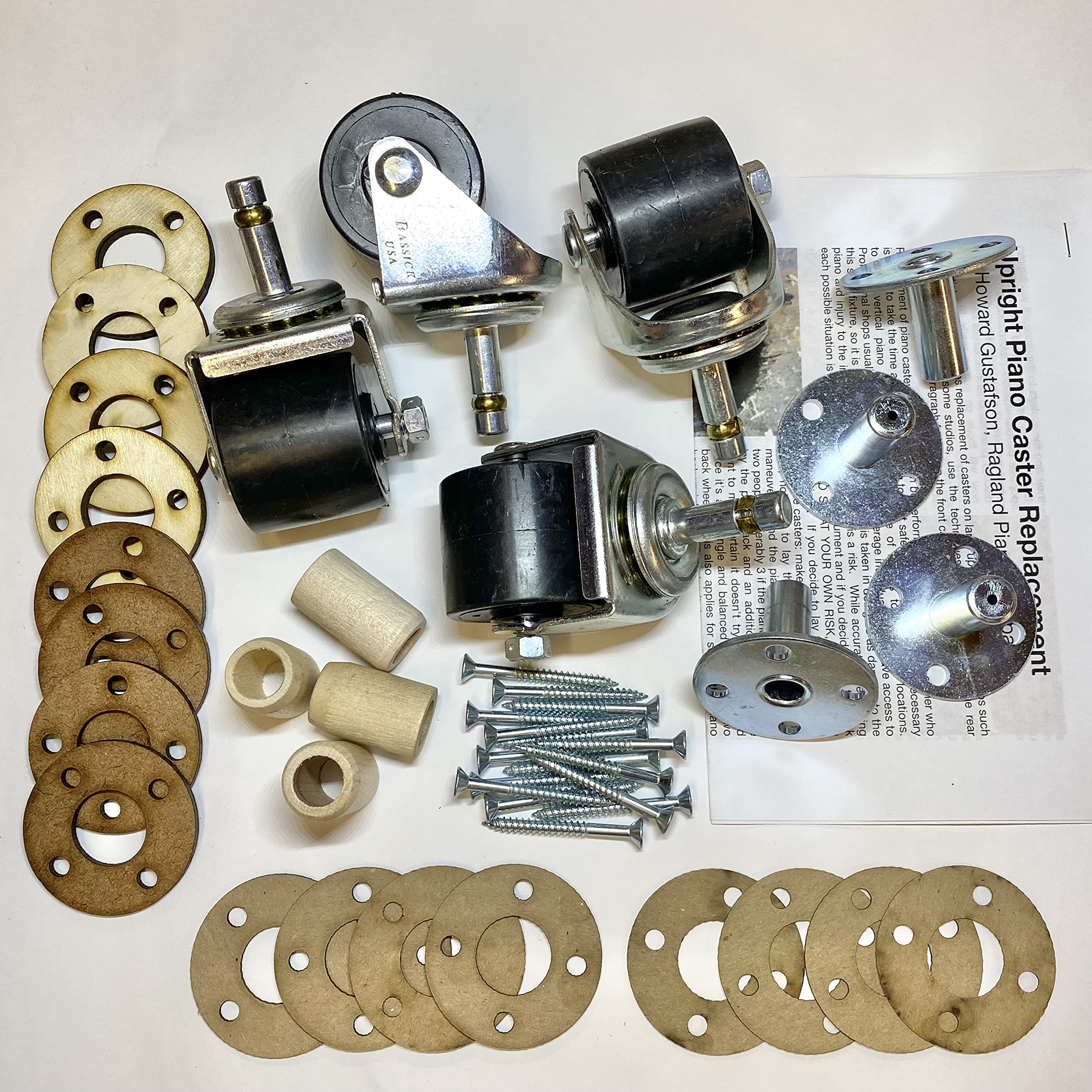 Photo 1 of Ragland Piano Wide Poly Wheel Caster Kit/Set for Upright/Vertical Piano With Installation Hardware/Shims