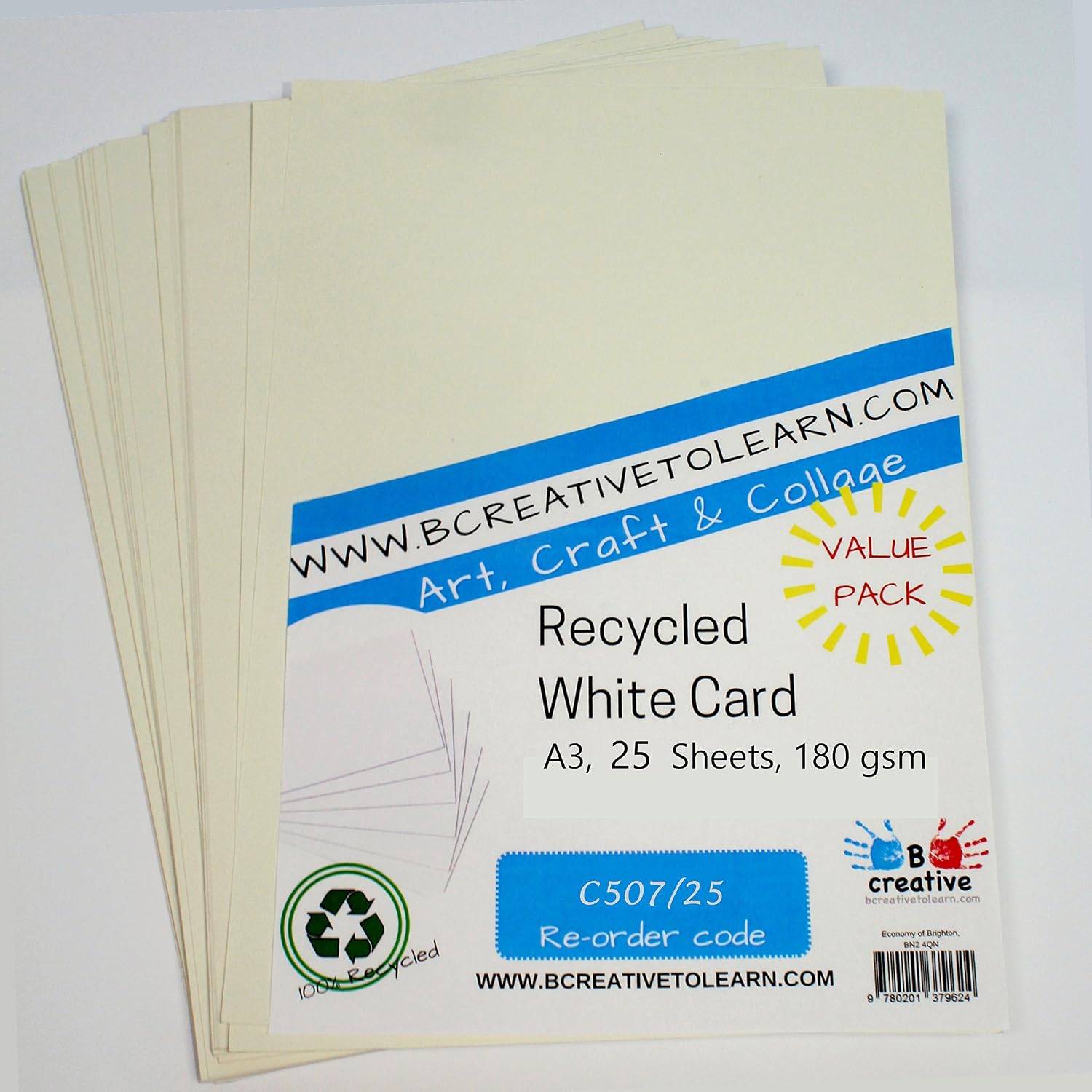 A3 Recycled White Card 180gsm 25 Sheets by BCreative - Image 3