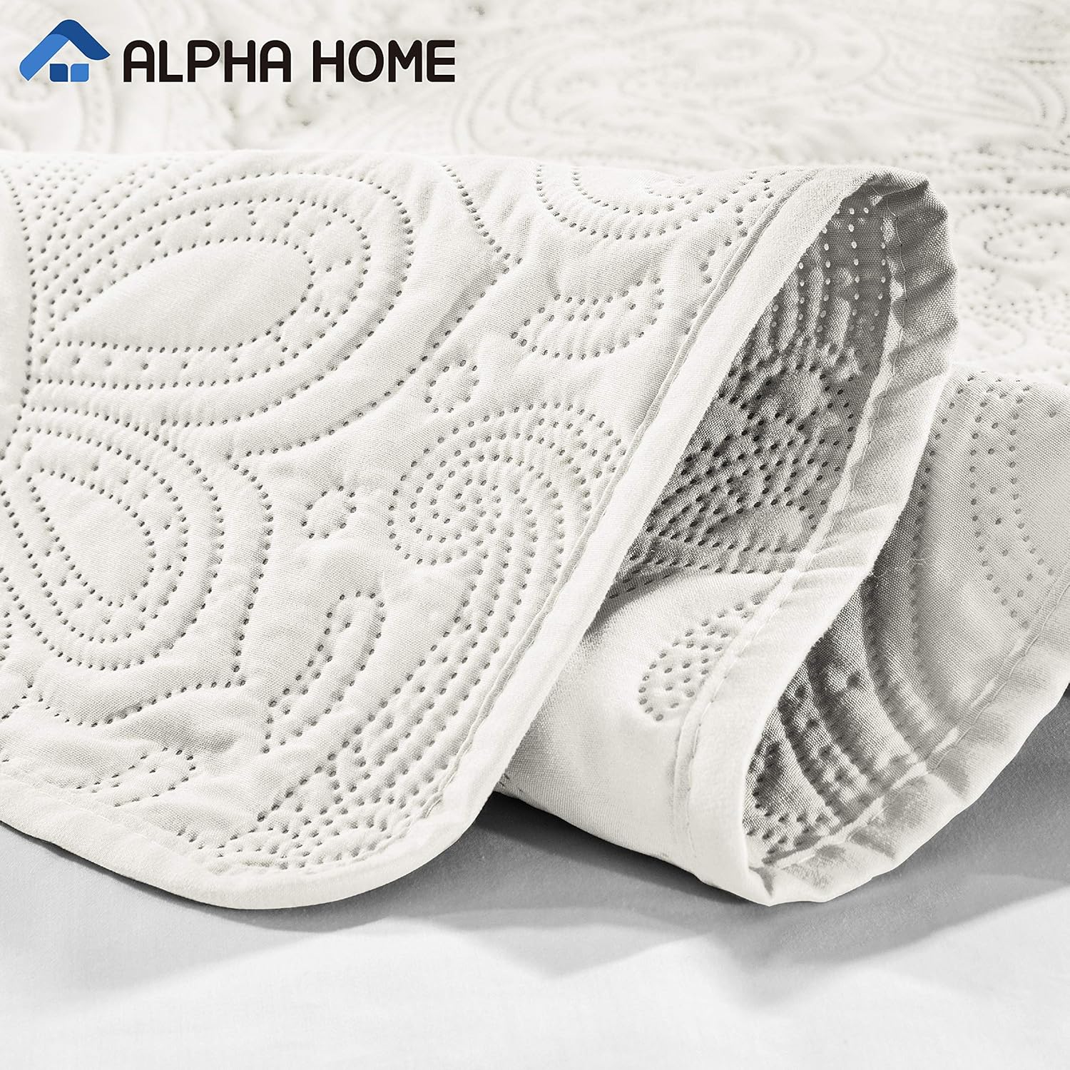 ALPHA HOME 2-Piece Lightweight Bedspread Set, Comforter Bedding Quilt Set, Twin Size, Ivory: Home & Kitchen