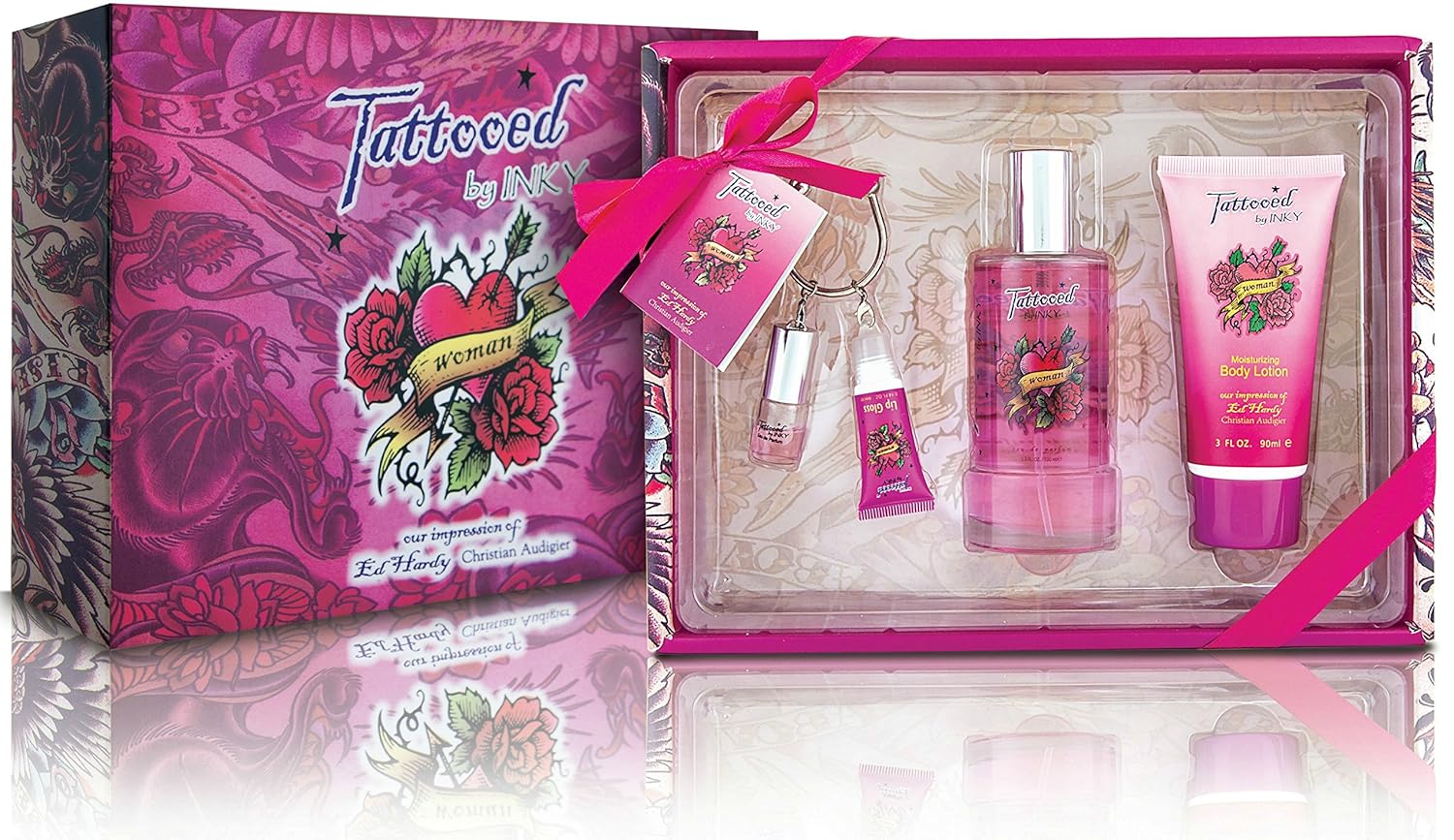 Piece Eau Gift Tattooed Fragrance Set Parfum Includes 3 Spray,... Inky Women\u0027s By De