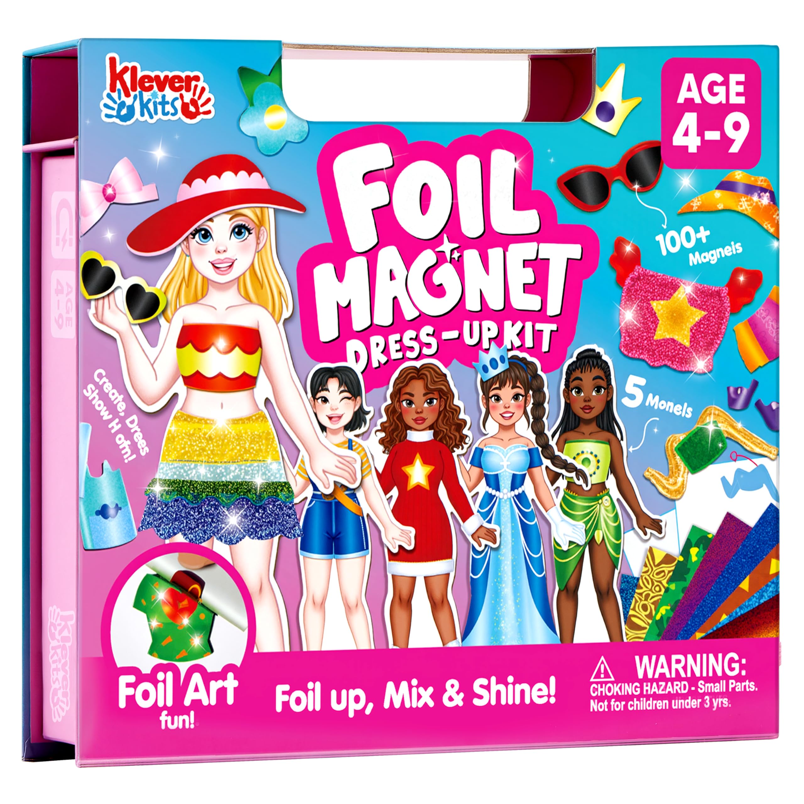 Klever Kits Magnetic Dress Up Dolls for Girls Ages 4+,Deluxe Styling Set with 5 Princess Dolls,60+ Magnetic Outfits & Foil Accessories,Travel Friendly Activity Book Gift for Girls 4,5,6,7,8 Years Old