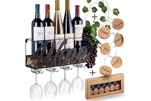 TRIVETRUNNER -ANNA STAY Wall Mounted Wine Rack - Bottle & Glass Holder - Cork Storage - Store Red, White, Champagne - Comes with 6 Cork Wine Charms - Home & Kitchen Décor - Designed by Anna Stay, Wine