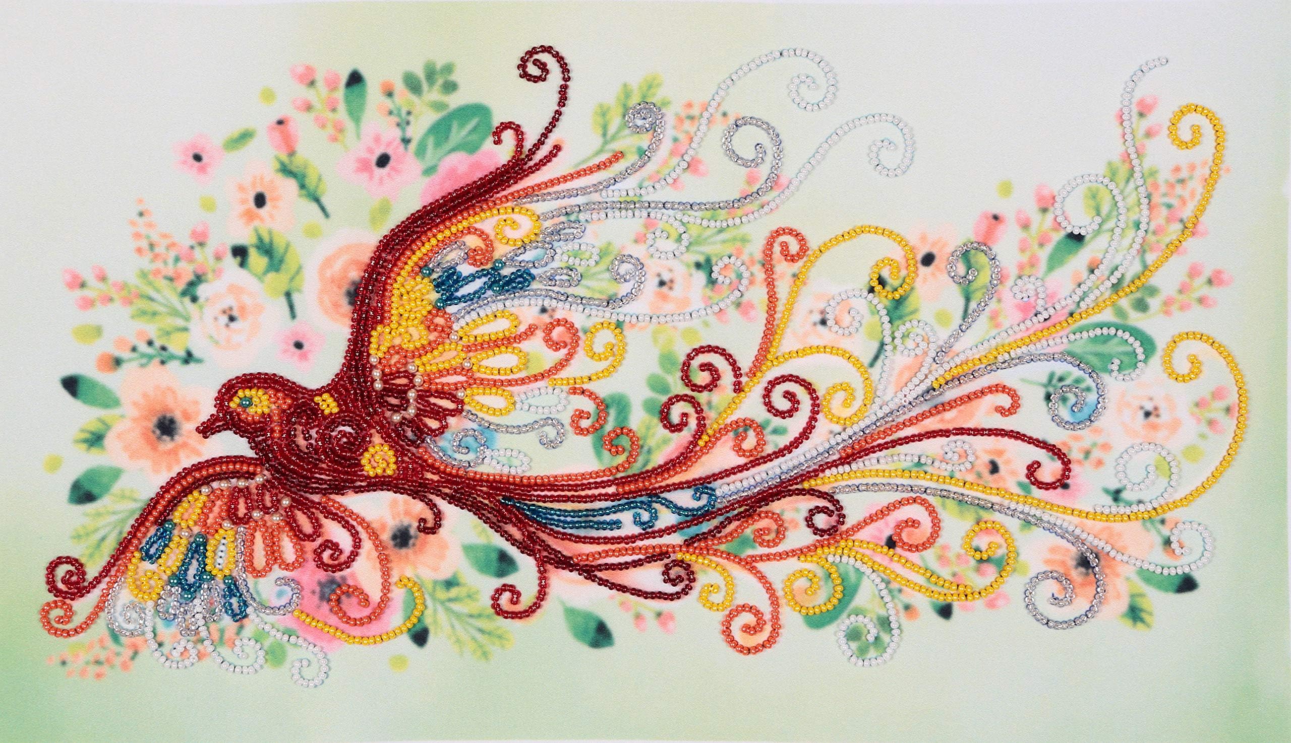 VDV CreativeBright Bird Beads Embroidery Kit; Contemporary Embroidery; Gift idea; Needlepoint Design; Decor; Seed Beads Preciosa;