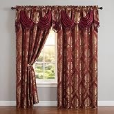 GOHD Luxe Love Jacquard Window Curtain 2pcs Set.Wine,W54 x L84