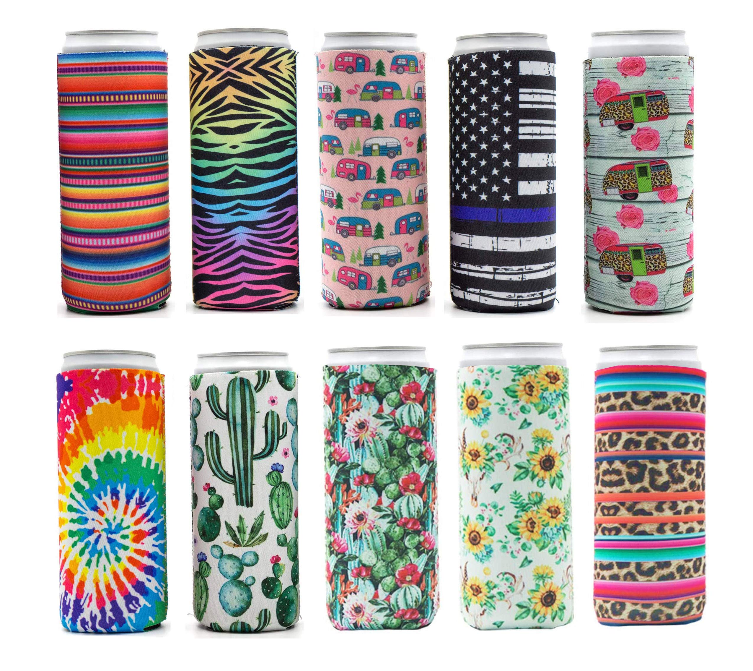 Sunsetbaby 10 Pieces Slim Can Cooler for 12oz Skinny Can Coolers - Soft Insulated Slim Sleeves for Cans - Beer Sleeves for Cans like Michelob Ultra Can Holders for Tall Skinny Cans