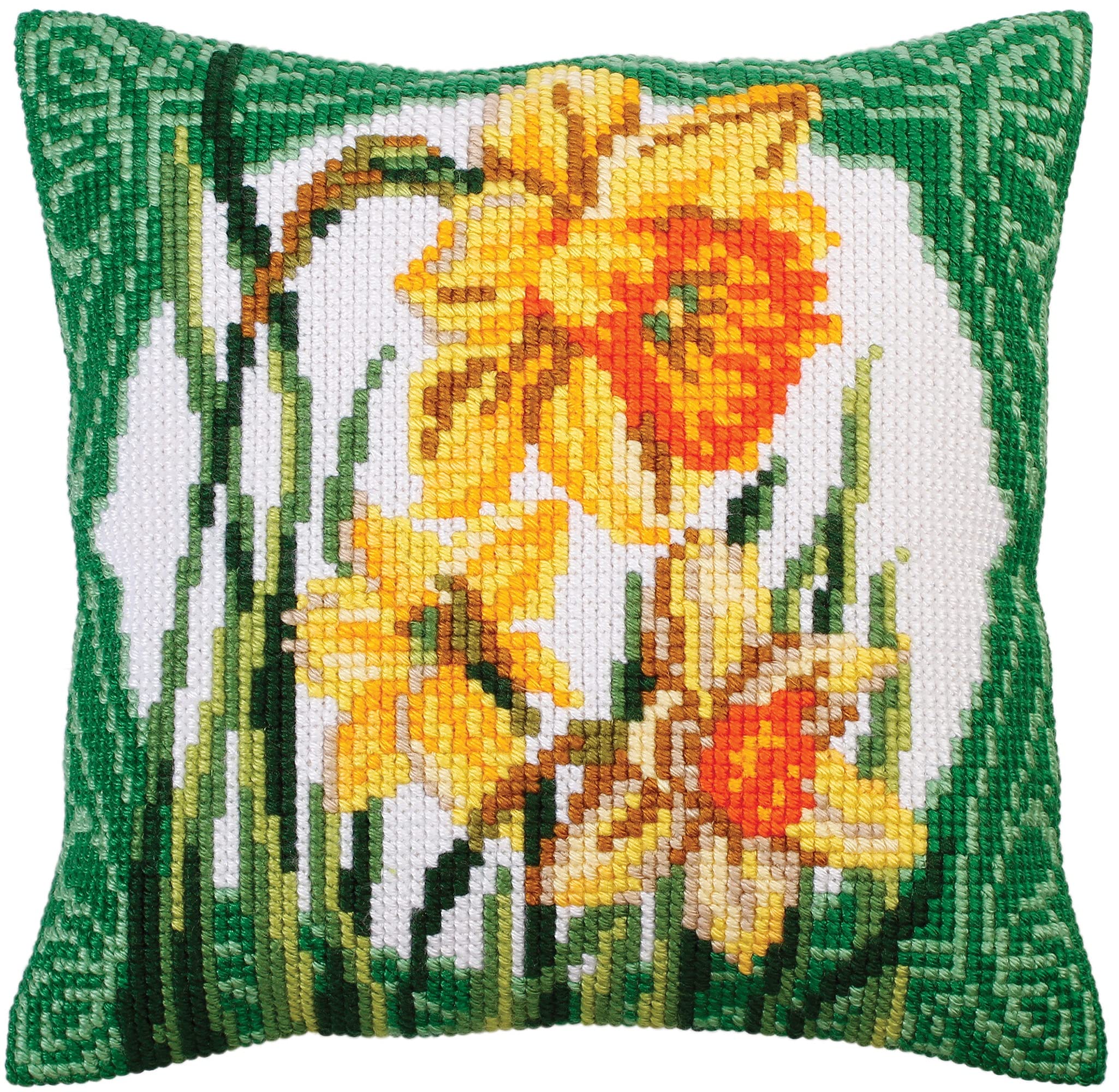 Collection D'Art Cushion KIT/NARCISSUS/40 X 40, Multi, 40 x 40cm