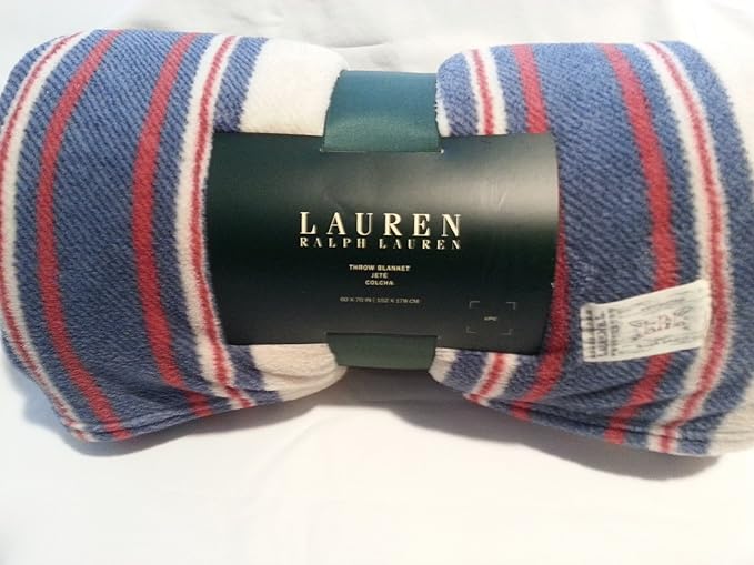 Lauren Ralph Lauren Throw Blanket Cream, Blue and Red