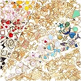 200Pcs Charms for Jewelry Making, Assorted Wholesale Mixed Bulk Metal Earring Bangle Charms for DIY Necklace Bracelet Jewelry Making and Crafting (Assorted Color)