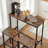 VASAGLE Bar Table Set 2 Stools 100x40 cm Rustic Industrial Steel Frame LBT218B01 view 6