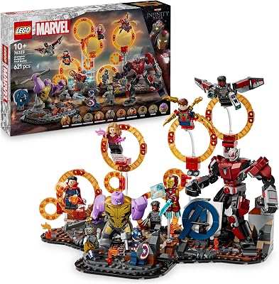 ǀ Marvel Avengers: Endgame Letzter Showdown - Bauspielzeug mit 10 Minifiguren, darunter Captain America, Iron Man, Black Panther & Dr. Strange - Kreatives Geschenk für Jungen und Mädchen 76323