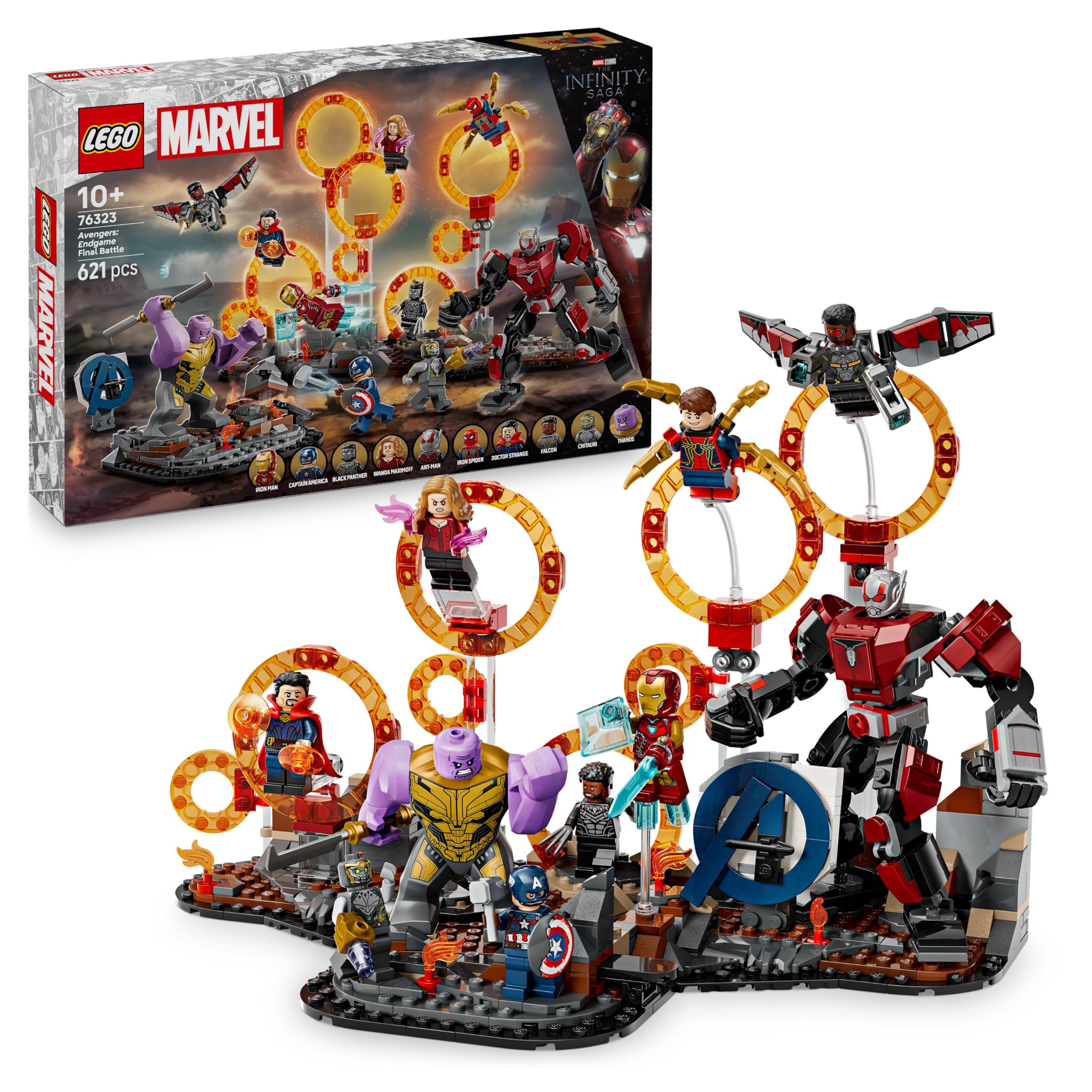 LEGO | Marvel Avengers: Endgame la Battaglia Finale, Giocattolo con Figura di Thanos, Mech di Ant-Man e 9 Minifigure tra cui Capitan America, Iron Man e Doctor Strange - Regalo per Bambini 76323