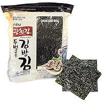 Kwangcheonkim Sushi Nori Seaweed Sheets – 100 Full Size Roasted Crispy Rolls Wraps Yaki Resealable Bag Natural Laver 200…