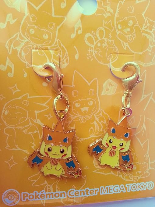 Pokemon Center Original Metal Charm Set Pikachu Mega Charizard Y Ver