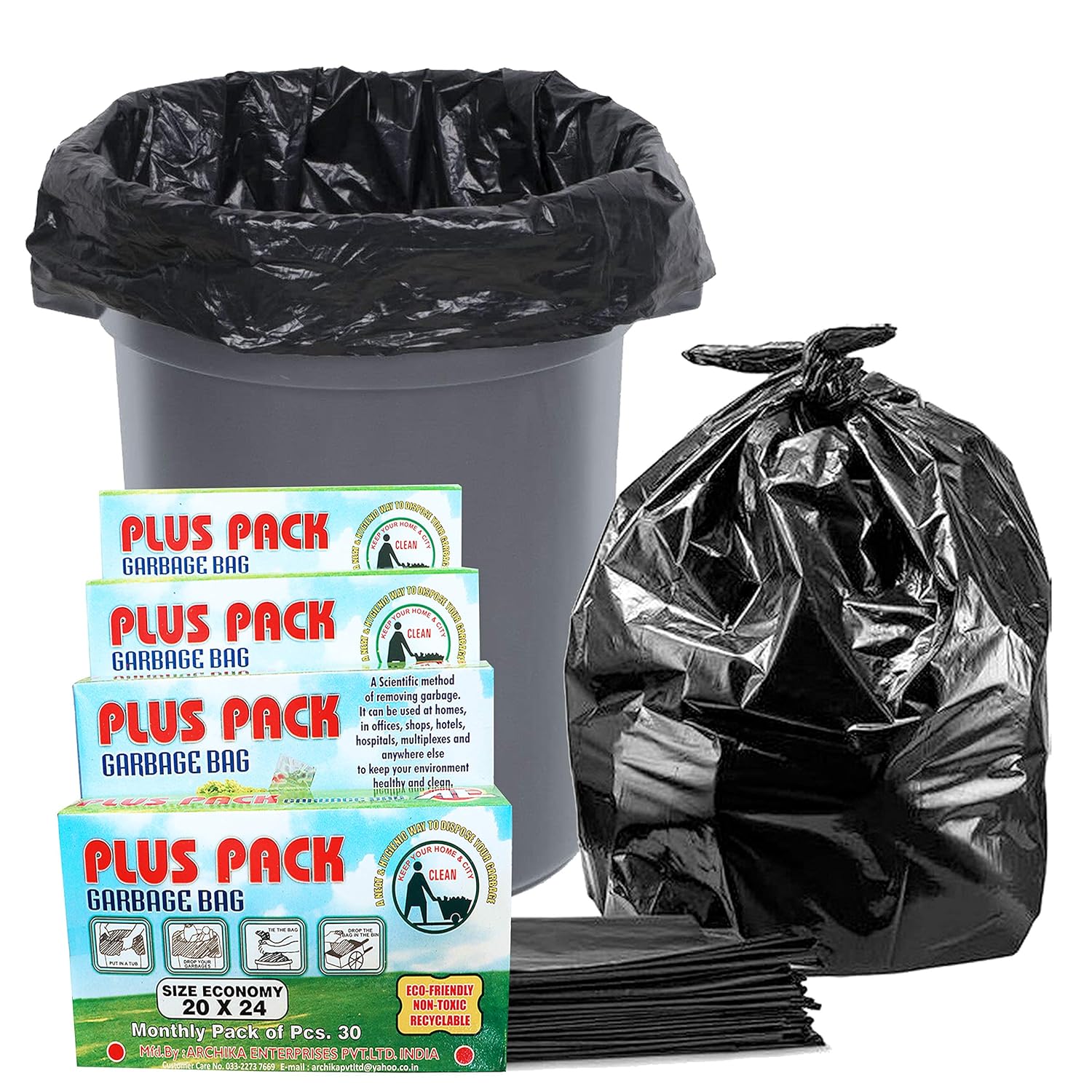 Naksam Garbage Bags Medium Size for Home Biodegradable(20x24 Inch) 120