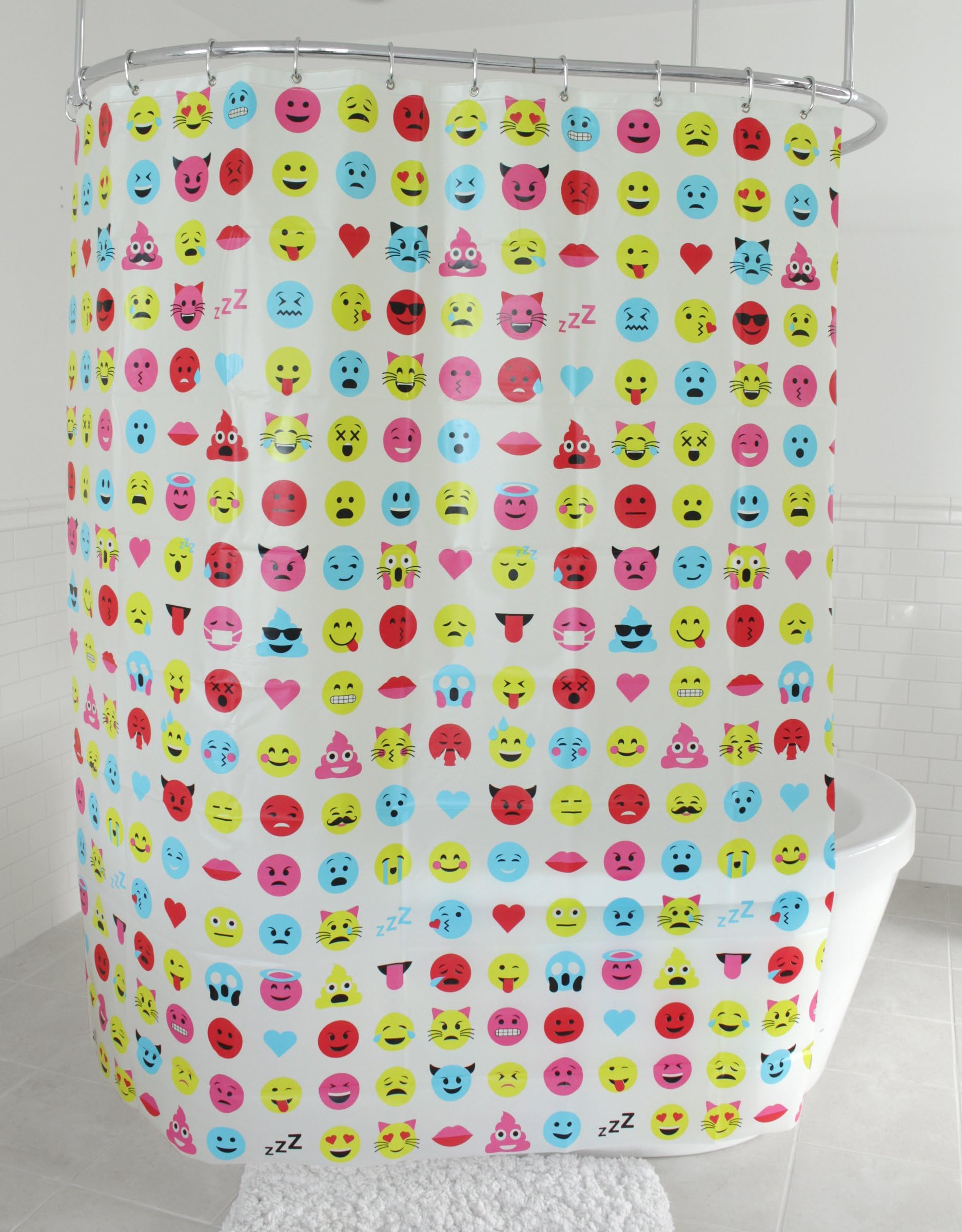 Splash Home Peva 4G Winky Curtain Liner Design for Bathroom Showers and Bathtubs Free of PVC Chlorine and Chemical Smell-100% Waterproof, 72 X 70 inch-Hazel, 70 x 72 Inch, Multi