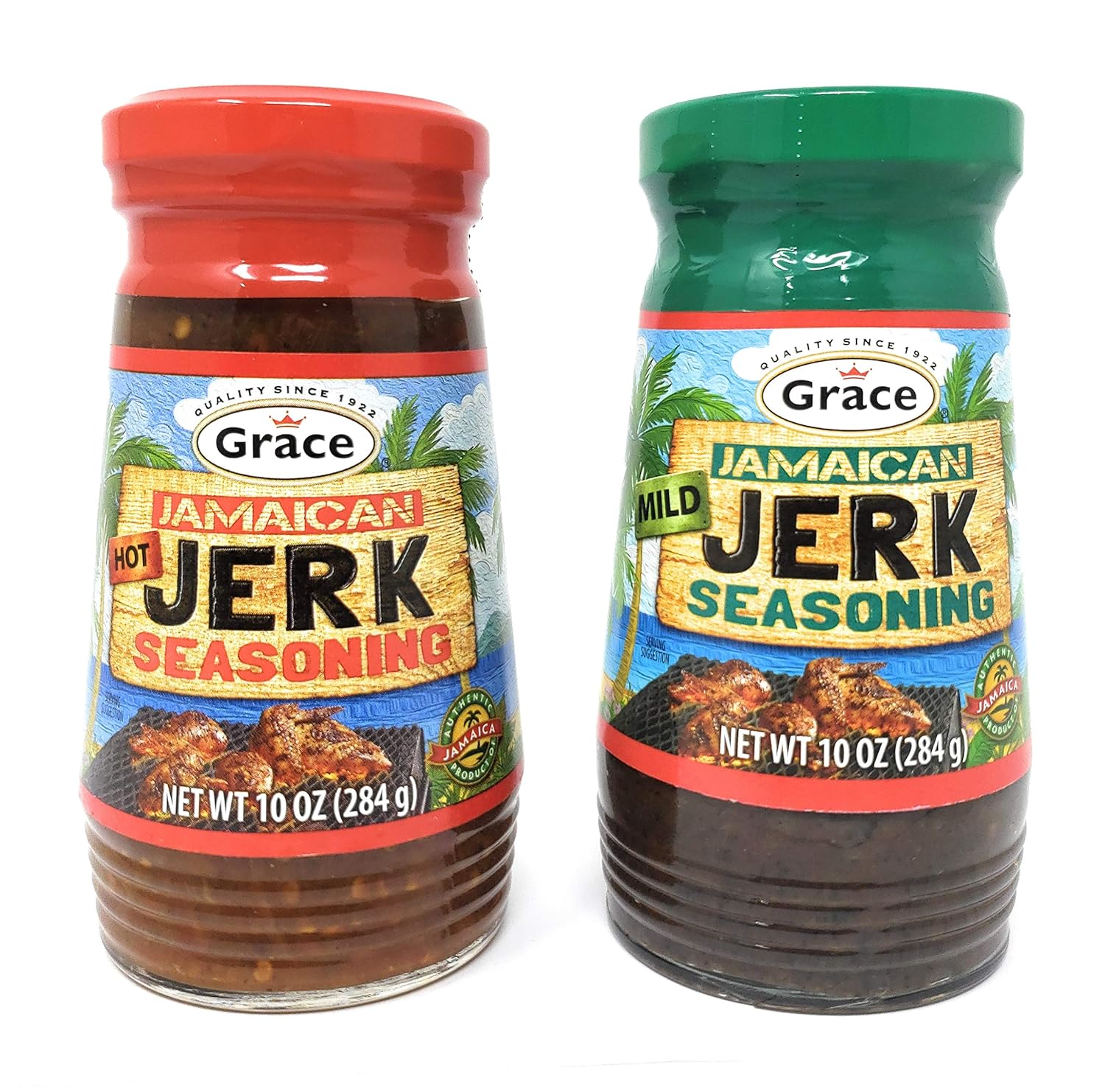 Grace Jamaican Hot & Mild Jerk Seasoning 10oz, 2 Pack