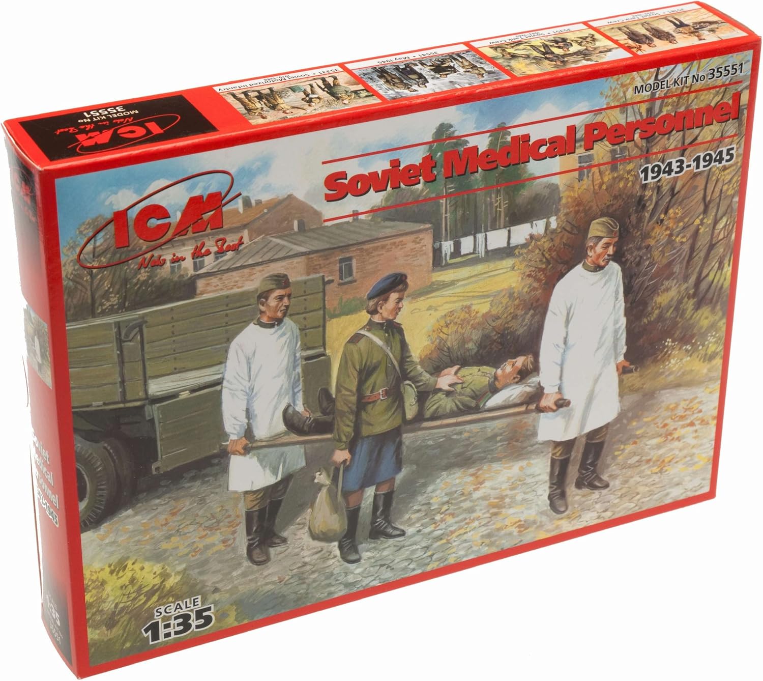 ICM 1:35 - Soviet Medical Personnel (1943-1945) 4 Figs, Black, 1:35 scale