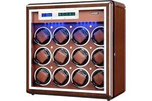 LUKDOF Automatic Watch Winder, Luxury Walnut Watch Winder for Rolex with Quiet Motor and Adjustable Upgraded Watch Pillows, AC Adapter Watch Winder Box for Men and Women