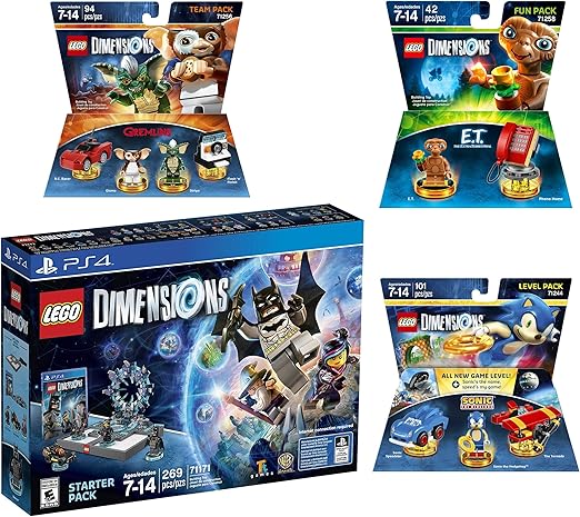 Lego Dimensions Starter Pack + Sonic The Hedgehog Level Pack + Gremlins Team Pack + E.T. Divertido paquete para consola Playstation 4 o PS4 Pro: Amazon.com.mx: Videojuegos