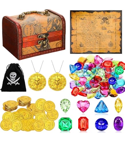Amazon.com: RICHNESS Kids Pirate Treasures with Treasure Map