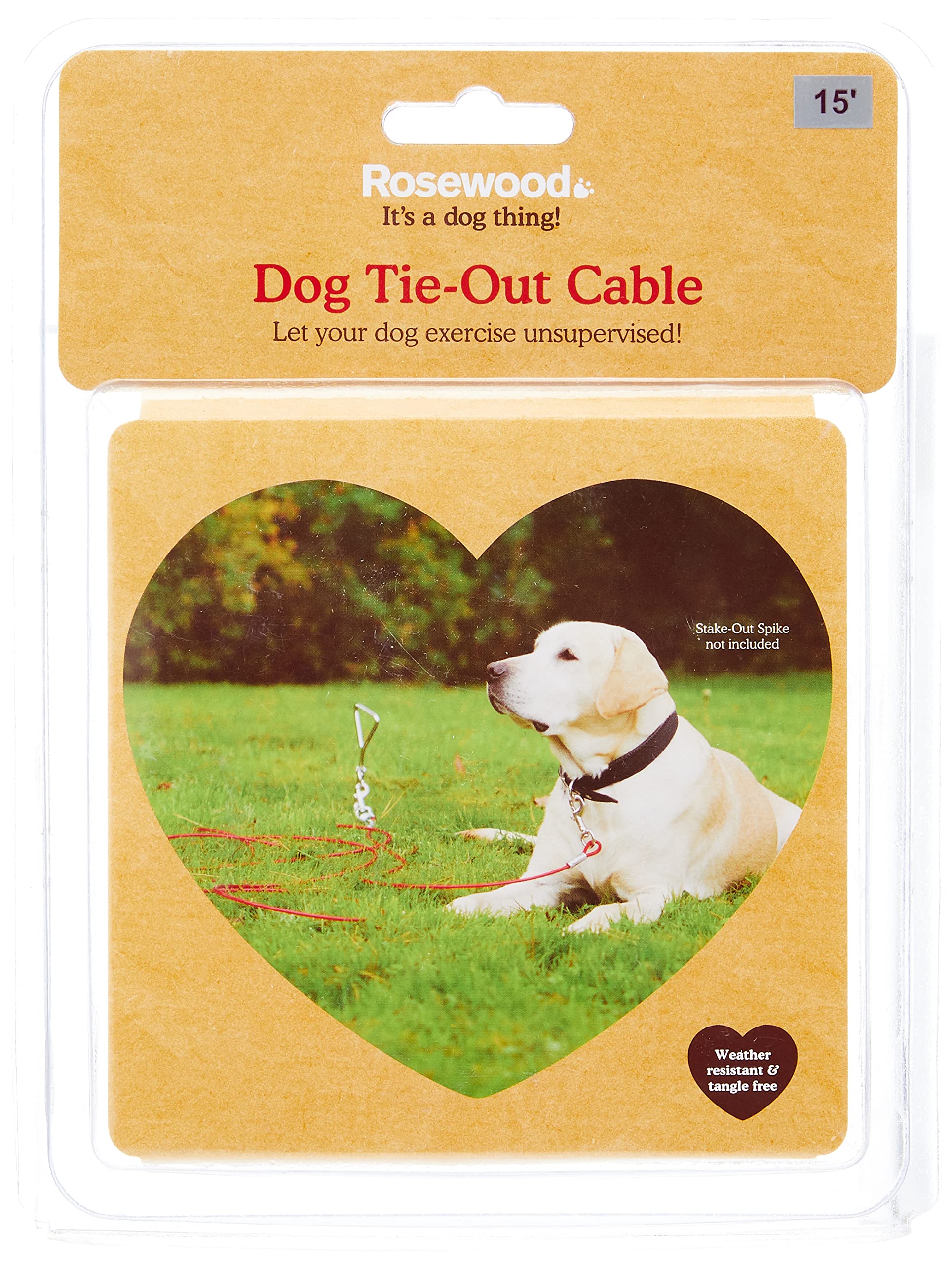 Rosewood Yard Accessories Tie-Out Cable, 15 ft, Transparent