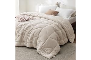 Bedsure Queen Comforter - Comforters Queen Size for All Season, Ultra-Soft Down Alternative & Prewashed Duvet Insert with 4 Tabs - Machine Washable, Linen, 88x88 Inches