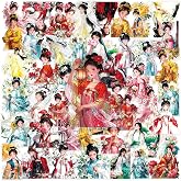 50PCS Chinese Traditional Flower Goddess Stickers | PET Waterproof, Ancient Hanfu Beauty Vinyl Decals, For Skateboard, Fridge, Laptop, Phone, Luggage, 1.64-2.28 Inches