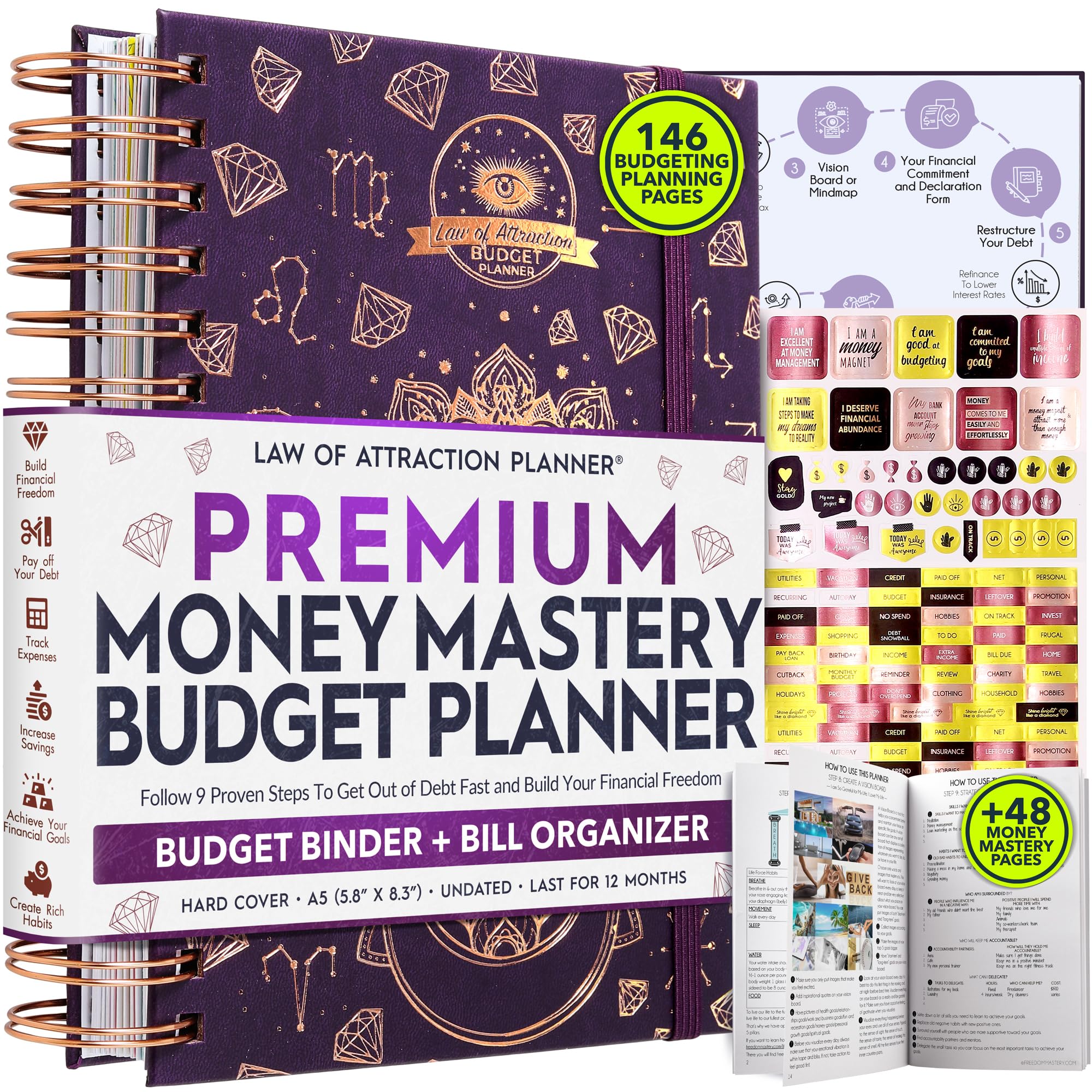 Budget Planner and Monthly Bill Organizer + Cash Envelope Buget Sytem | Finance Planner, Bill Payment Tracker & Money Saving with Panduo App | Money Mindset Journal for Attracting Financial Abundance