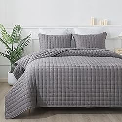 WDCOZY Dark Grey Queen Size Quilt Bedding Sets with