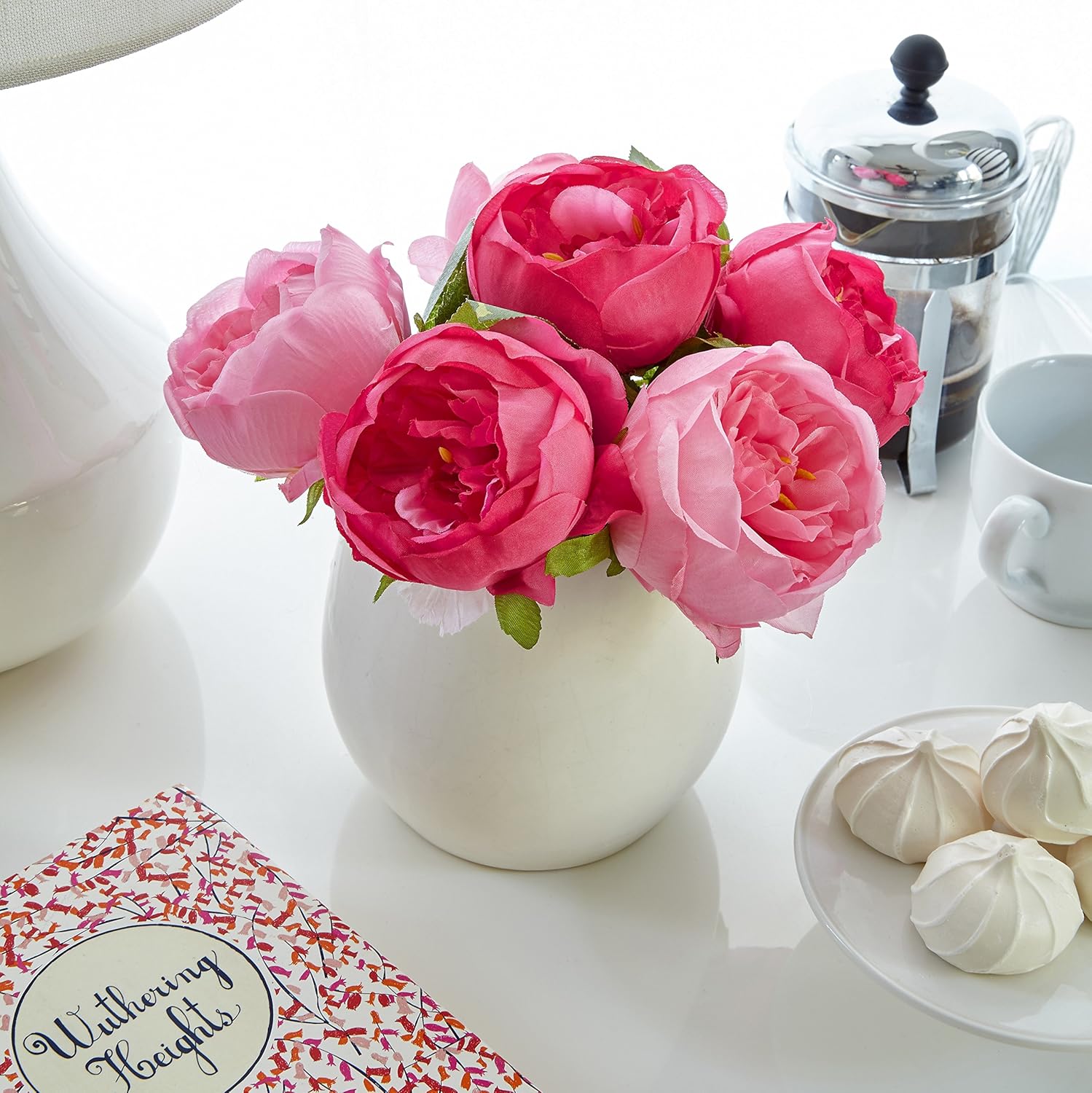 Butterfly Craze Artificial Peony Silk Flower Bouquet For Wedding Floral Arrangements And Home Decoration Cream Color 10 Stem Per Set Heart To Heart Home Kitchen Home Decor