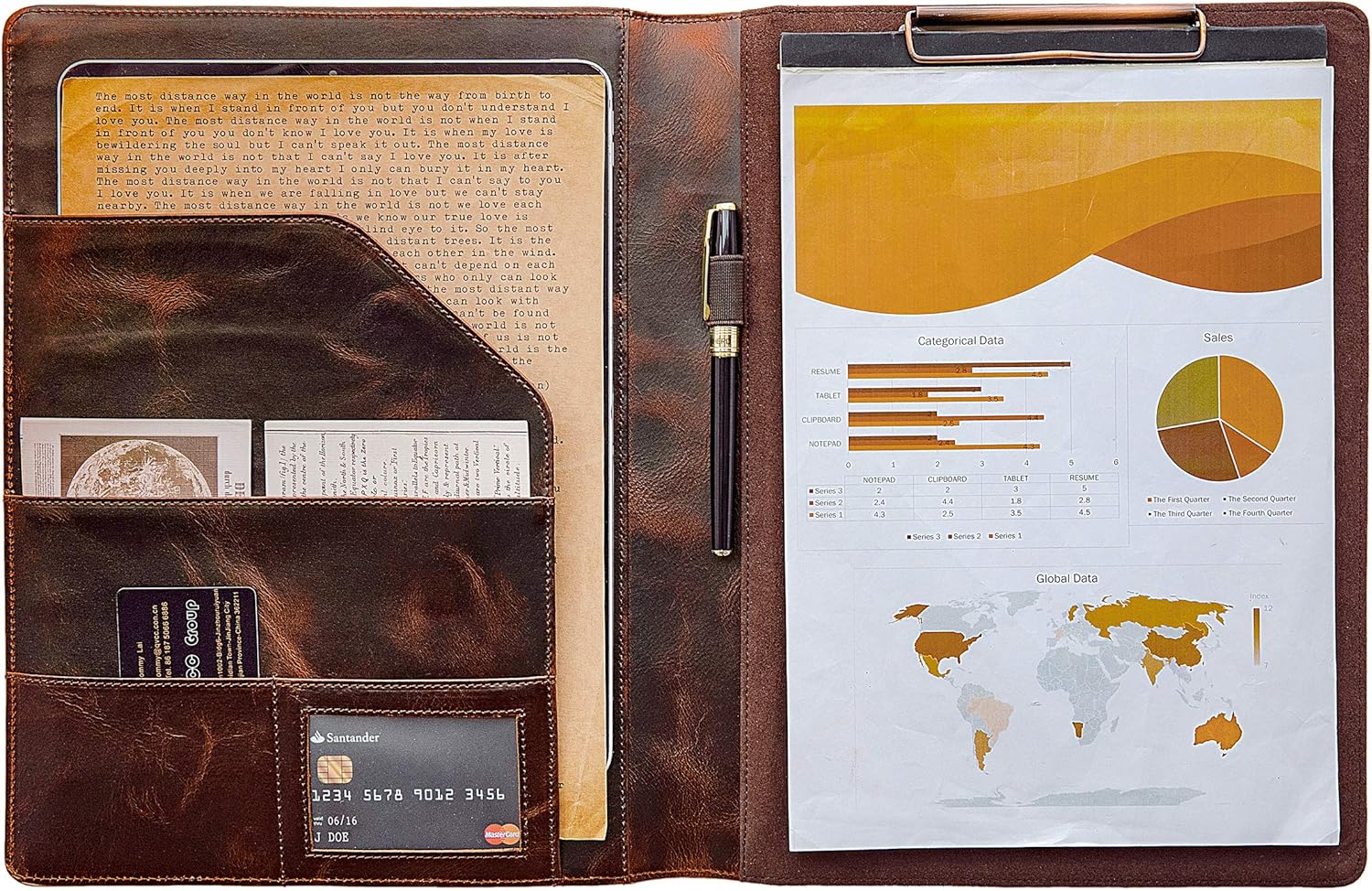 Logo/Initials/Name Engraved Presentation Leather Clipboard Folder A4