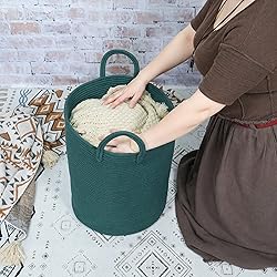 XUANGUO Cotton Rope Laundry Basket Hamper for