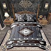 Erosebridal Southwestern Geometric 7 Piece Comforter Set Full Bed in a Bag,Southwest Native Bedding Sets for Kids Boys Girls Aztec Tribal Ethnic Indian Bohemian Sheet Set with Comforter,Grey Brown