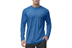 MAGCOMSEN Men's Long Sleeve Shirt Quick Dry UPF 50+ Sun Protection Lightweight T-Shirt Athletic Workout Fishing Tee