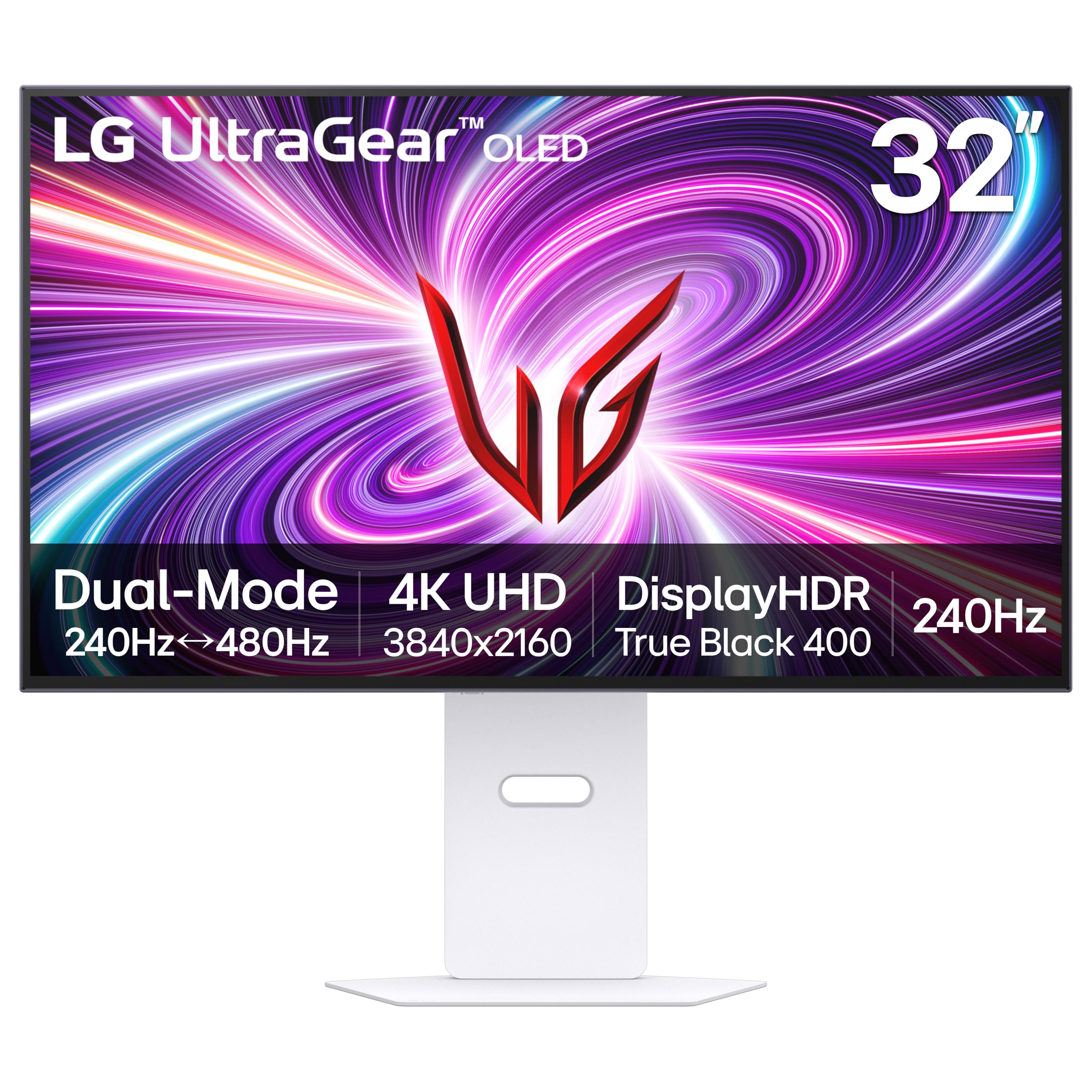 LG ‎32GS95UV Monitor para juegos Ultragear OLED de 32 pulgadas 4K UHD 1440p 240 Hz 0,03 ms DisplayHDR True Black 400 AMD FreeSync Premium Pro NVIDIA G-Sync HDMI 2.1 DisplayPort Soporte inclinable/altura/giratorio Blanco