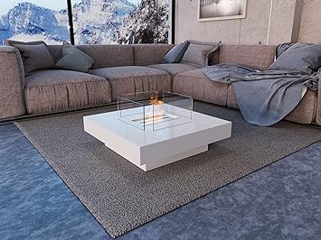 Buy Fireplace Coffee Table For Indoors Smokeless Steel White