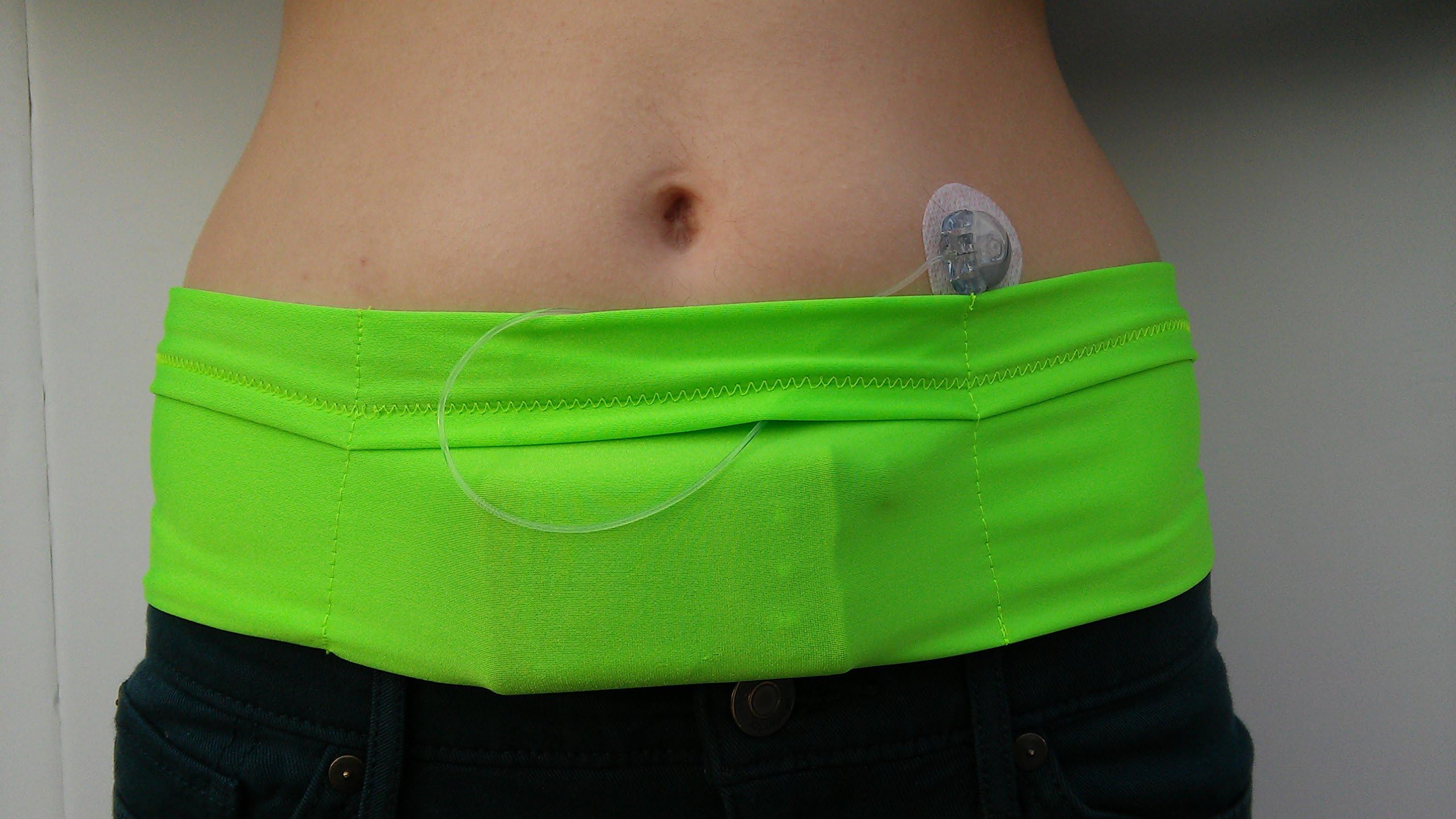 Insulin Pump Band - Comtemporary Style with One Pocket, Small, Lime Green