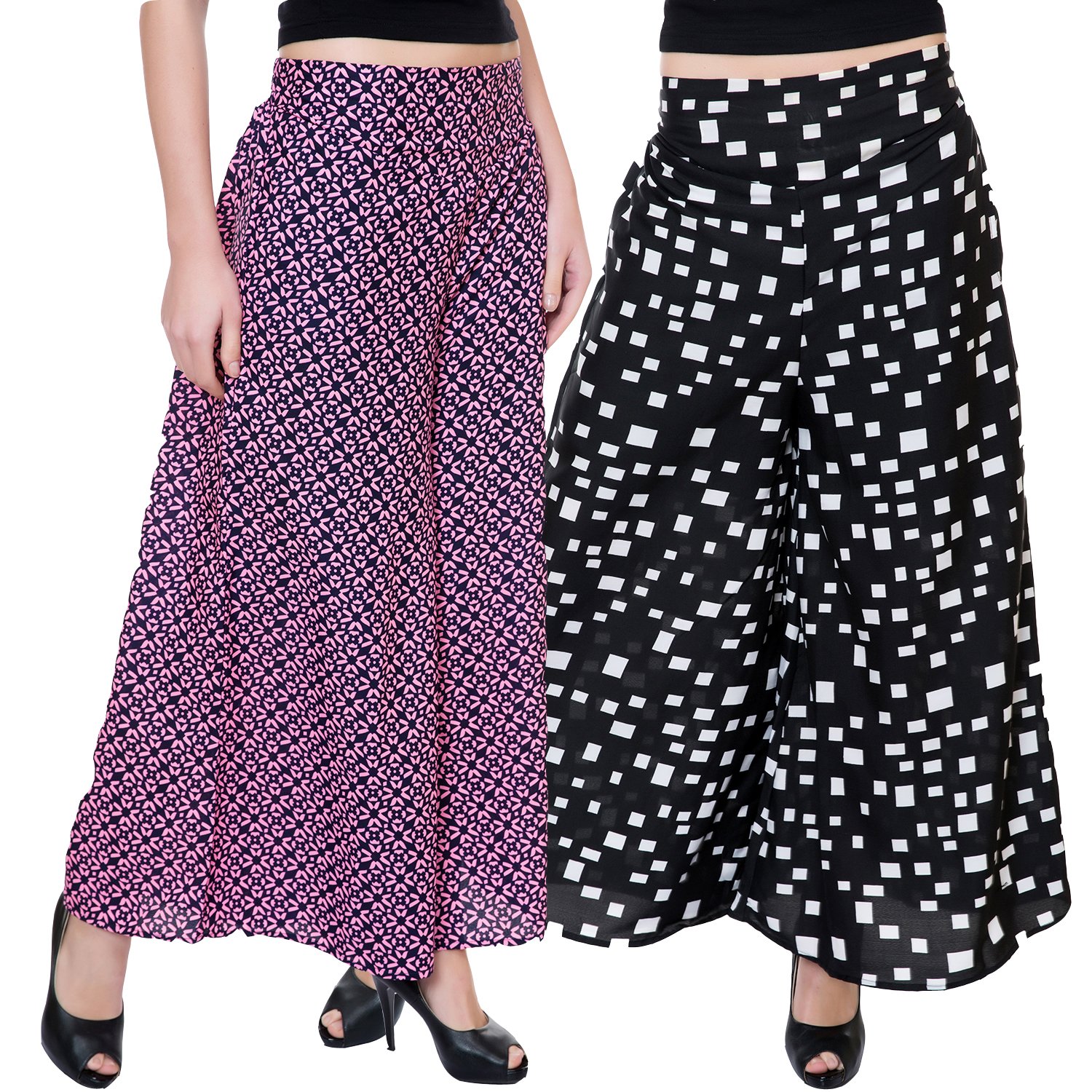 tashi printed poly crepe stylish plazzo for women pack of 2
