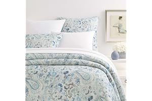 Pine Cone Hill INES Linen Blue Duvet Cover, King Size, Blue Paisley Pattern
